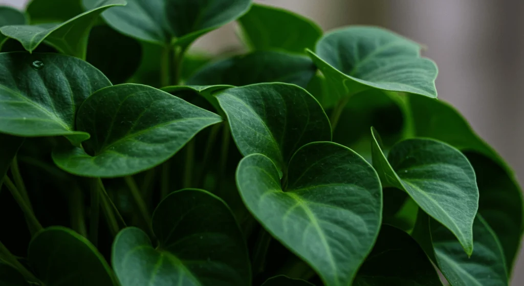 A healthy money plant growing in a glass jar filled with water