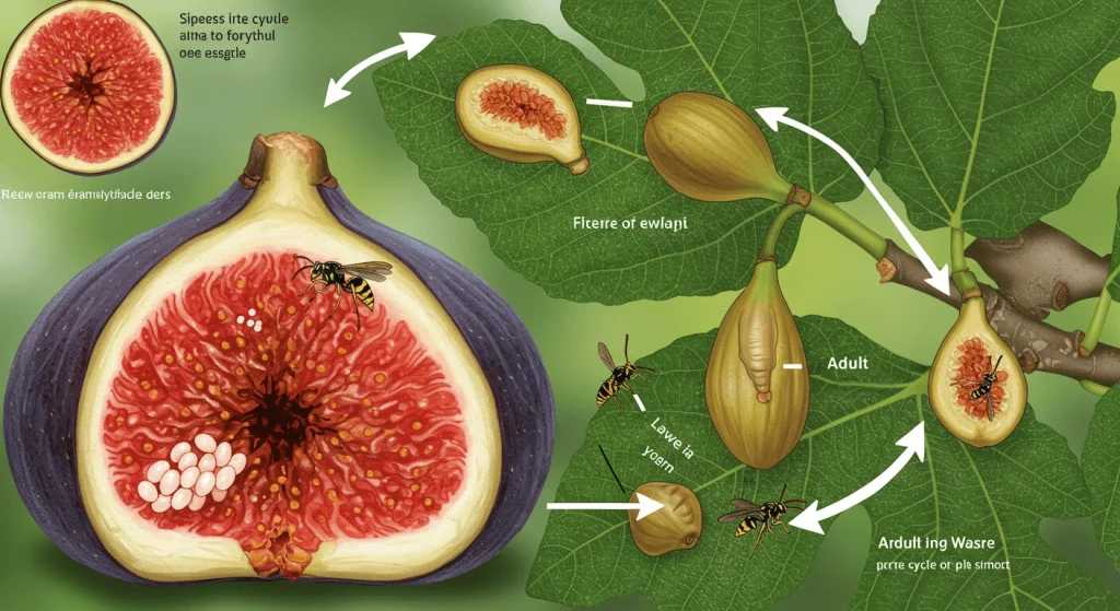  Diagram showing the life cycle stages of a fig wasp.