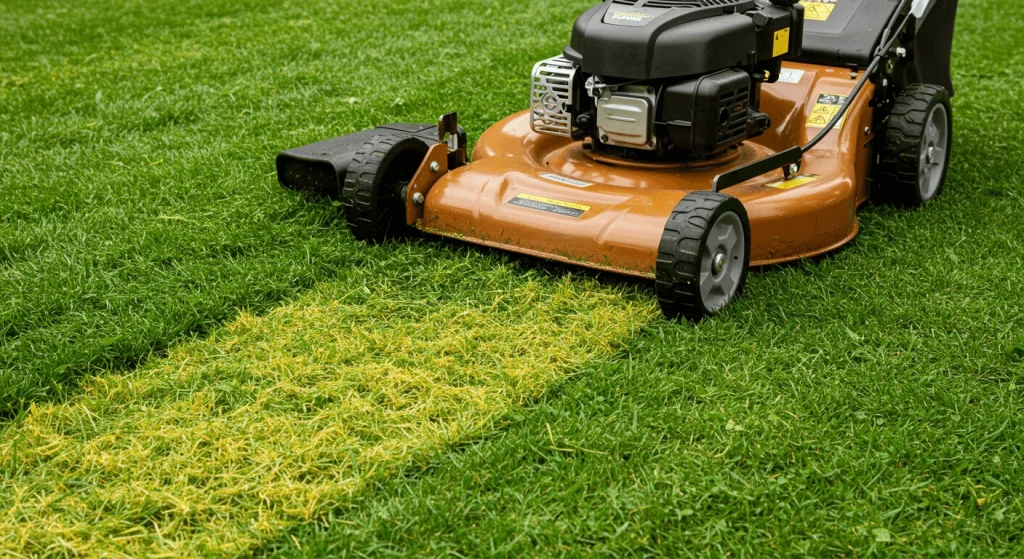 Common lawn mowing mistake: cutting grass too short.

