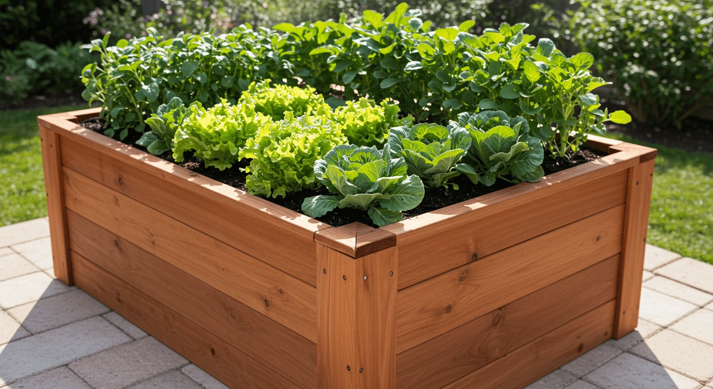 How to fill a raised garden bed with layers of weed barrier, soil, and mulch.