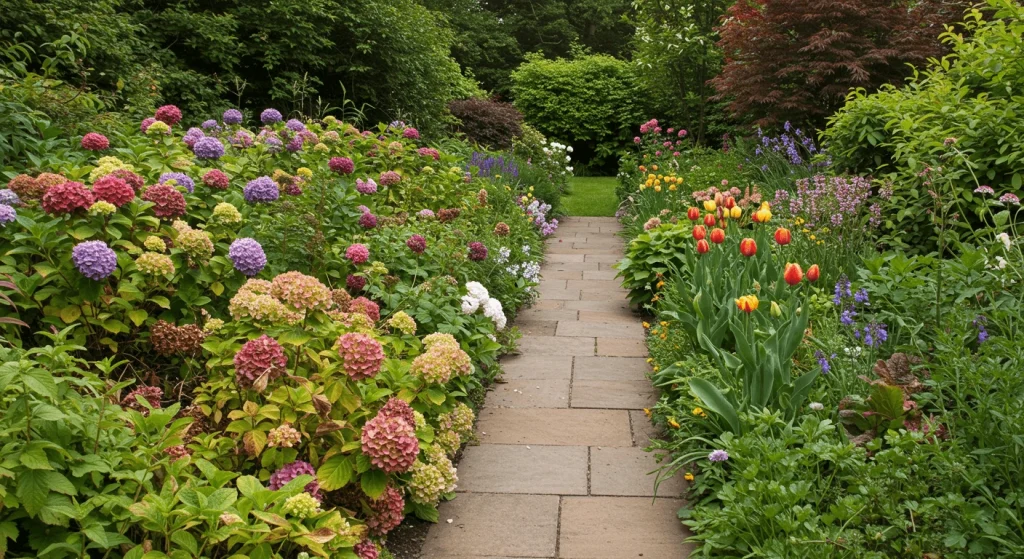 Overcrowded garden versus a healthy garden to illustrate common mistakes in greenery gardening.