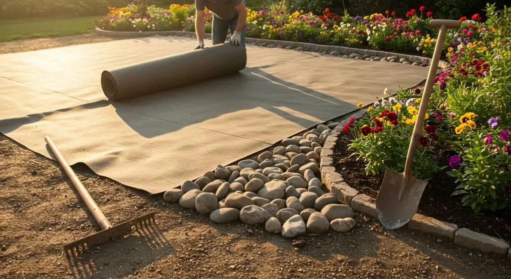 Step-by-step guide to installing a river rock garden with landscape fabric