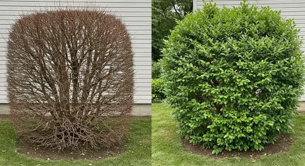 Comparison of an over-trimmed bush vs. a properly trimmed bush