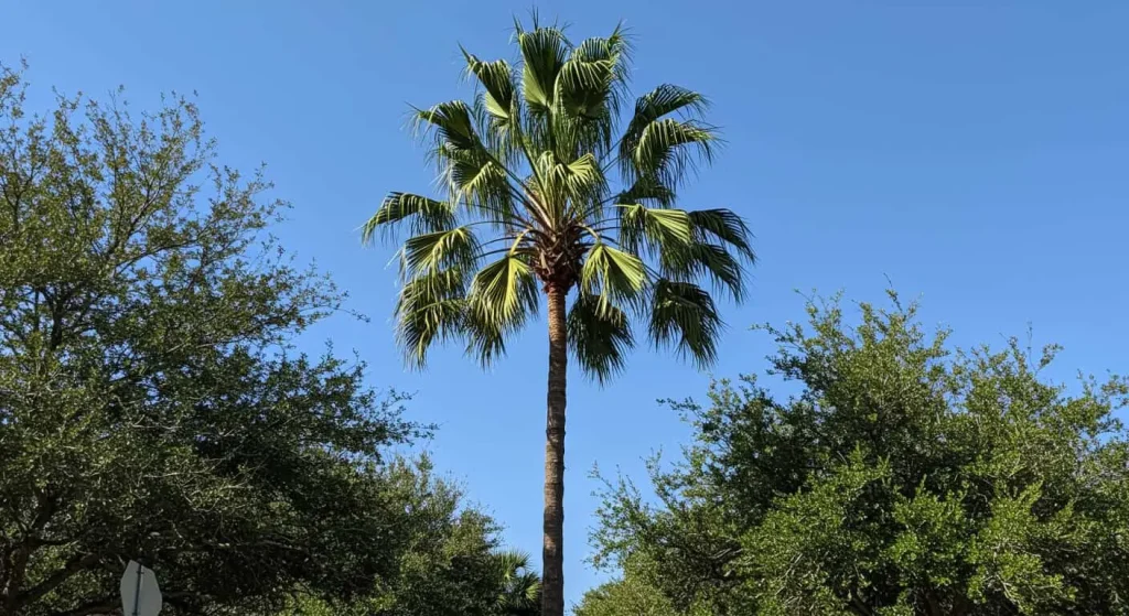 Mexican fan palm adding height and drama to a Florida street