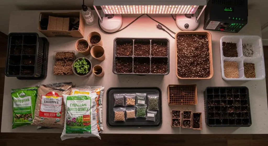 Essential Tools for Starting Seeds Indoors: Trays, Lights, and More