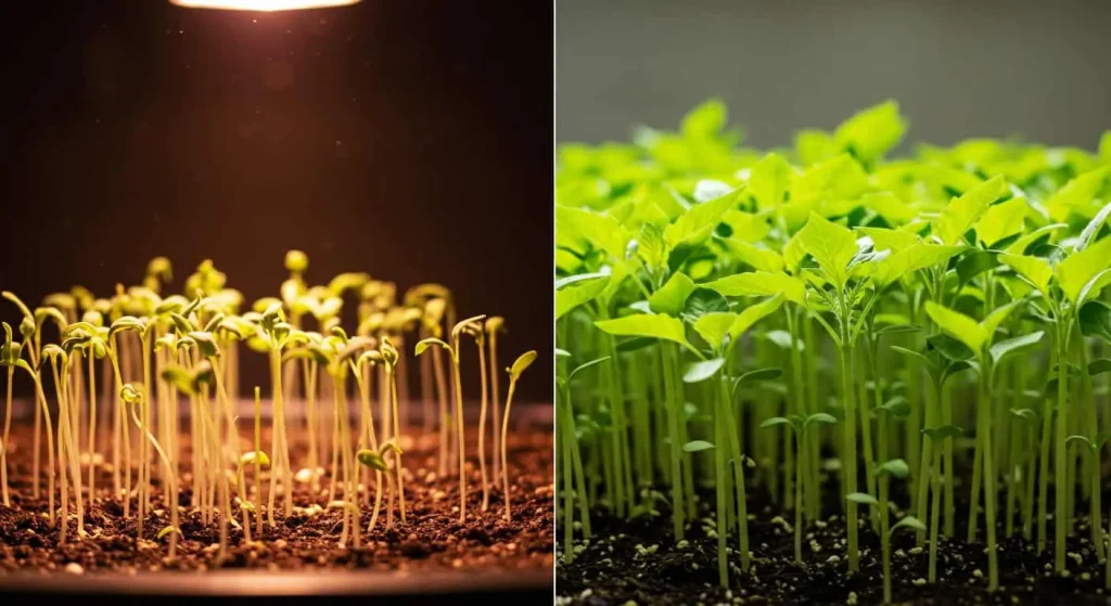 Fixing Common Issues: Healthy vs. Leggy Seedlings During Indoor Germination