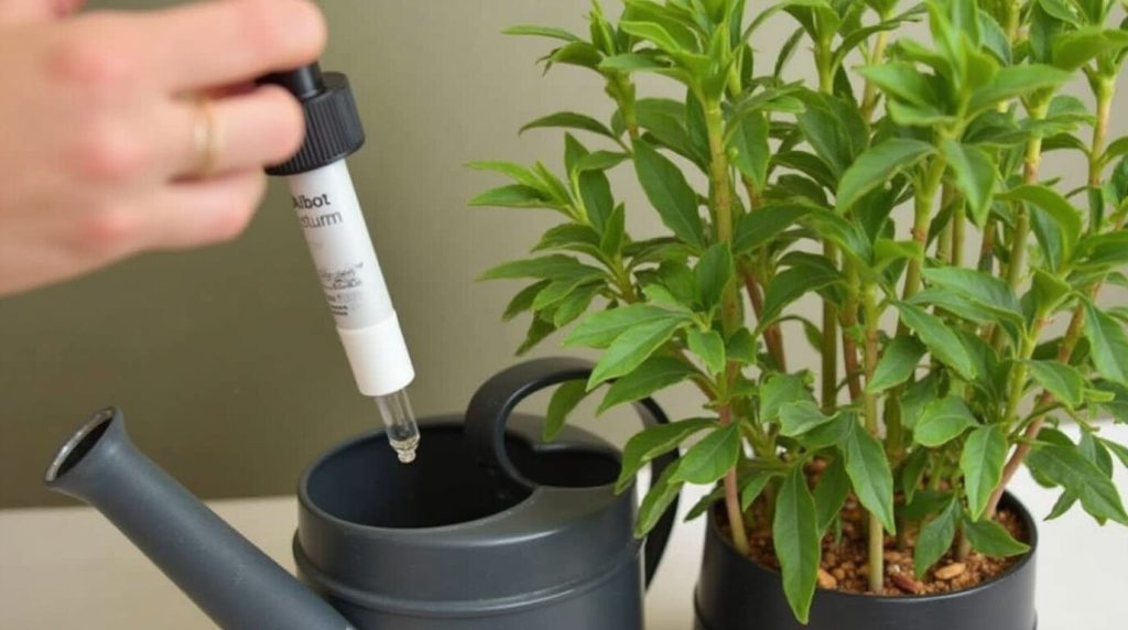 Feeding Syngonium Albo with diluted liquid fertilizer

